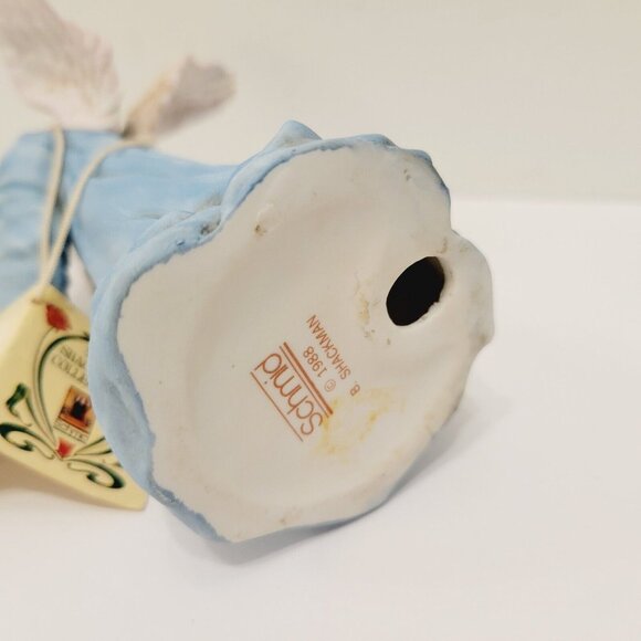 Vtg1988 Schmid B. Shackman Porcelain Red Hair Angel Figurine Blue Gown READ - Picture 7 of 7